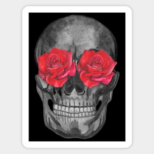 Skull with roses flowers Sticker